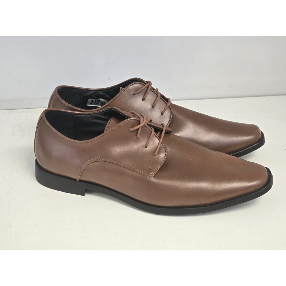 Joseph‎ Abboud Shoes Mens 11.5 M Wide Dress Oxford Brown Faux Leather Lace Up